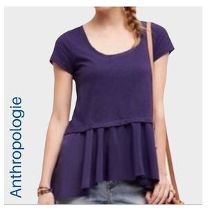 ANTHRO Postmark Purple Peplum Hem Tunic Top